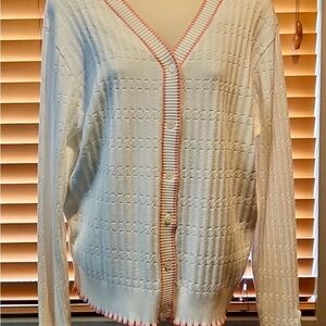 Grace Karin White Cardigan with Pink Trim XL